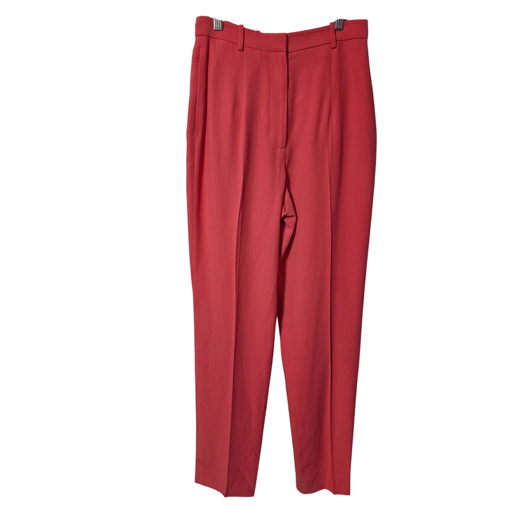 Alexander McQueen 40 Tailored Pleated Trousers Red High Waist Made in Italy